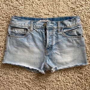 Free People Size 24,  denim jean shorts,  patch bottom. So cute!!